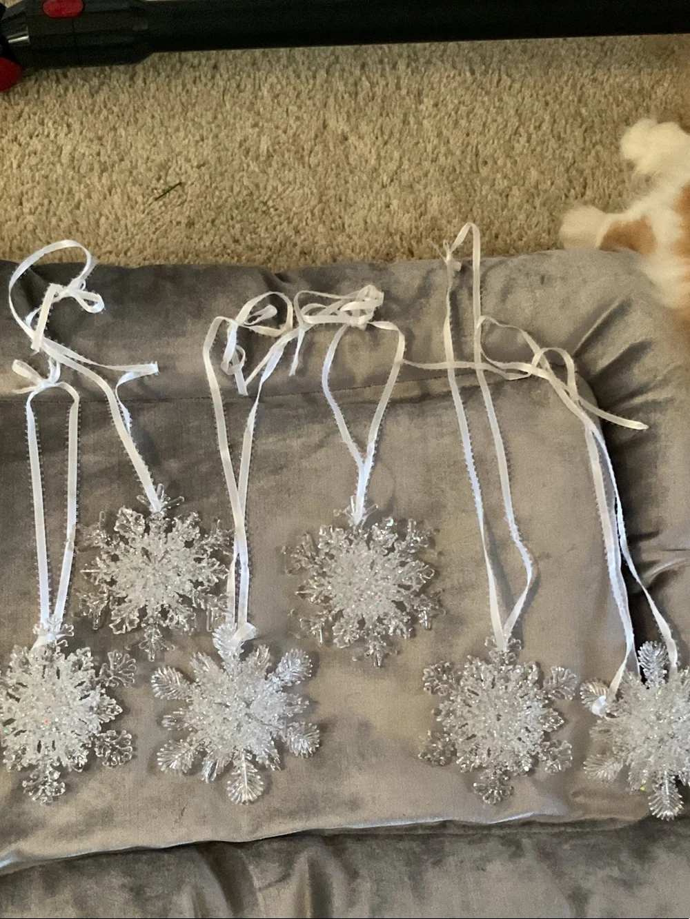 Sparkling White Snowflake Hanging Ornament Set - Home Holiday Decor